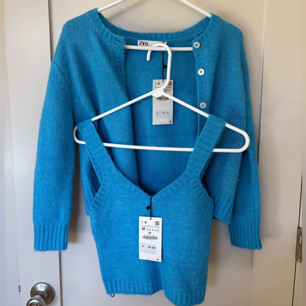 Zara Vibrant Blue Women's Cardigan and Matching Top